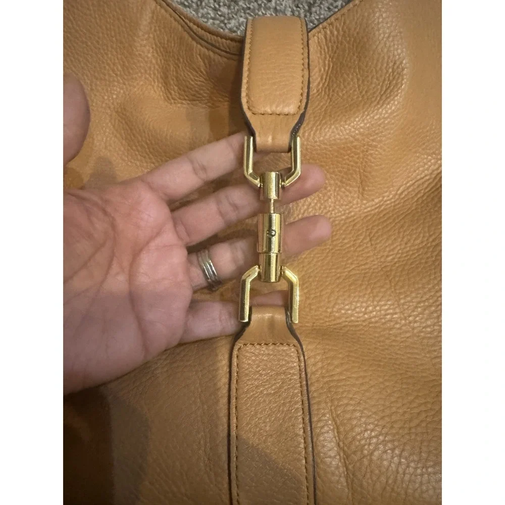 G.I.L.I Terracotta Orange‎ 100% Leather Large Hobo Shoulder Bag Purse Clasp